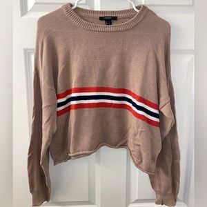 Cropped Tan Forever 21 Sweater with Stripe